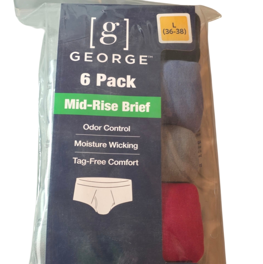 George Men's Mid-Rise Briefs 6 Pack - Assorted Colors